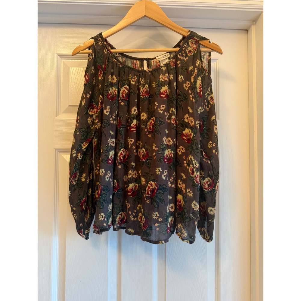 Natural Life Cold Shoulder Top Women S Brown Floral Long Sleeve Boho Blouse